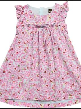 TEA COLLECTION Girls Ditsy Floral Dress in pink/aqua, like new sz 10